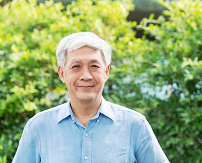 Asian man with grey hair